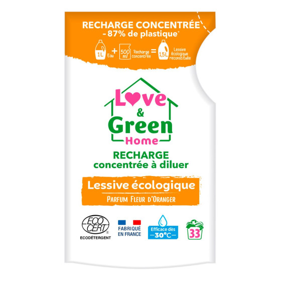 Love and Green Lessive écologique Parfum Fleur d'oranger - 1,5L