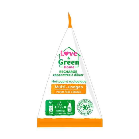 Love and Green Nettoyant écologique multi-usages Parfum Fleur d'Oranger au bicarbonate de soude - 750ml