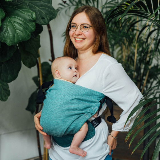 LennyLamb LennyHip Herringbone Ombre Green  - hip baby carrier