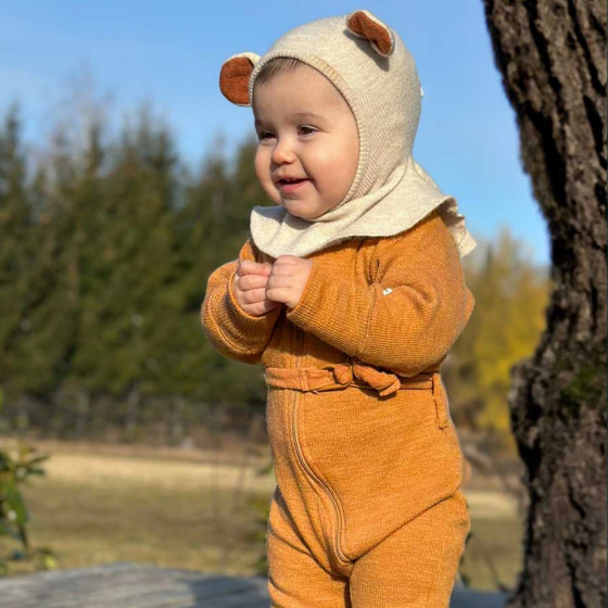 ManyMonths Teddy Bear Hood UNiQUE - Cagoule ourson en laine mérinos