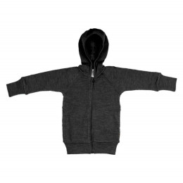 Manymonths Gilet à capuche zippé en laine Enfant  Foggy black (noir mélangé)