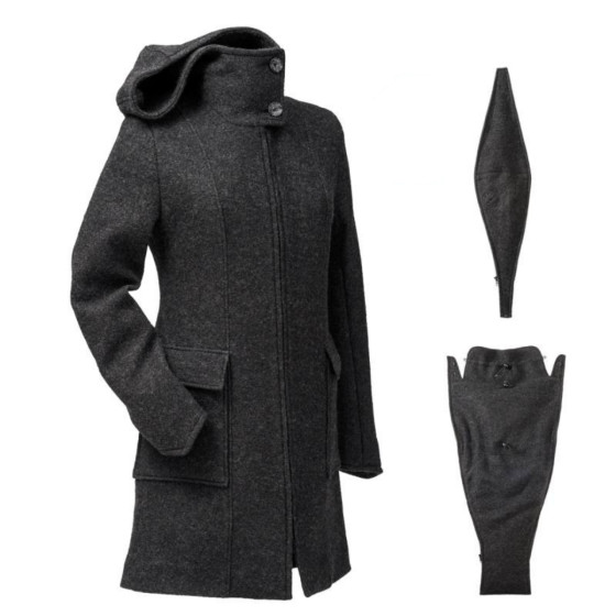 Manteau de grossesse et portage Mamalila en laine Anthracite