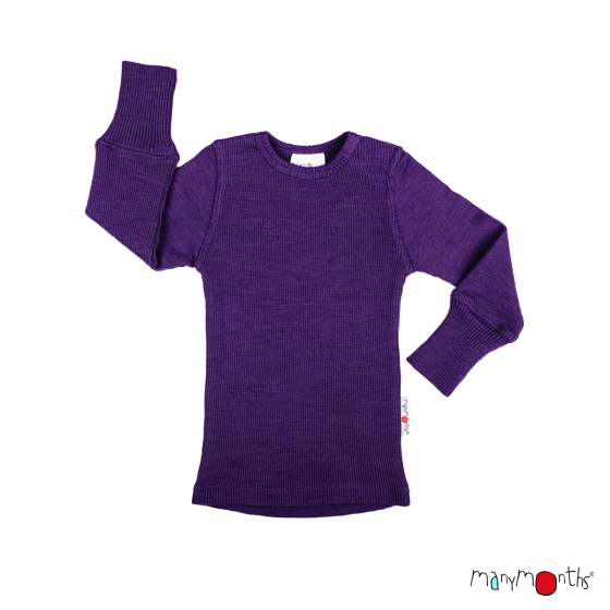 Manymonths T-shirt Manches Longues en laine Acaï berry (violet foncé mélangé)