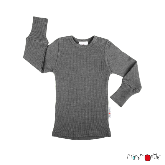 Manymonths T-shirt Manches Longues en laine Elephant grey (gris mélangé)