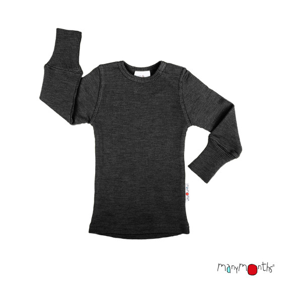 Manymonths T-shirt Manches Longues en laine Foggy black (noir mélangé)