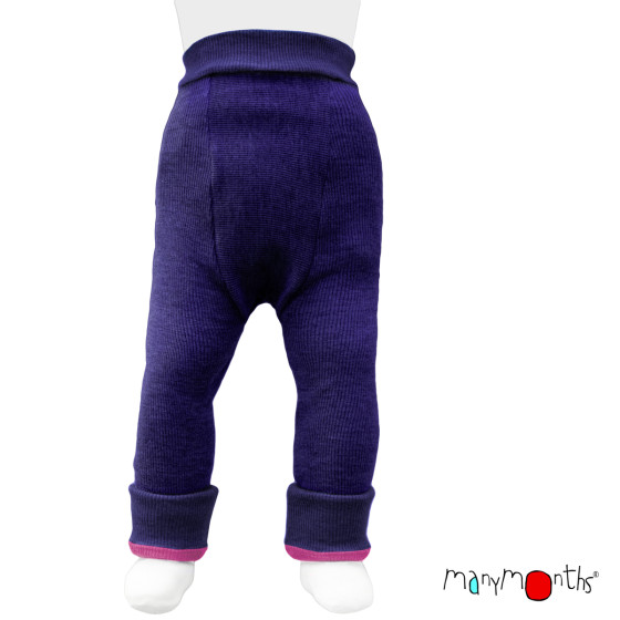 ManyMonths Longies - Legging réversible en laine mérino Acai Berry/ Pop Pink