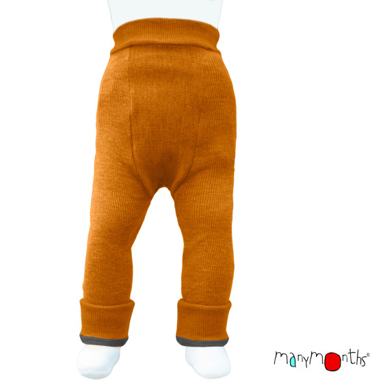 ManyMonths Longies - Legging réversible en laine mérino Tangerine Marmalade/Elephant Grey