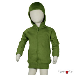 ManyMonths Natural Woollies Hooded Zip Cardigan with side pockets - Forest Floor Green