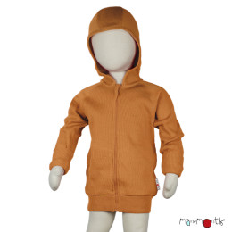 ManyMonths Natural Woollies Hooded Zip Cardigan with side pockets - Tangerine Marmalade