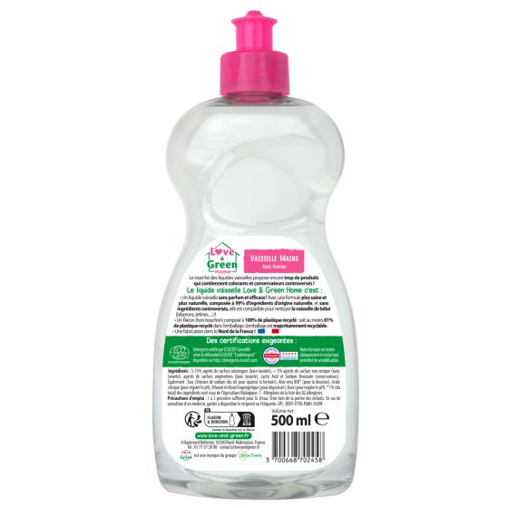 Love and Green Fragrance-free hand dishwashing liquid - 500ml