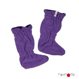 Manymonths Chaussons de portage d'hiver Laine Merinos/Polaire - Acai Berry (extérieur polaire mauve clair/ intérieur laine mauve)