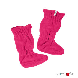 Manymonths Chaussons de portage d'hiver Laine Merinos/Polaire - Pop Pink (extérieur polaire rose / intérieur laine rose)