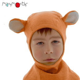 ManyMonths Teddy Bear Hood UNiQUE - Cagoule ourson en laine mérinos - Tangerine Marmalade