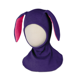 Manymonths Bunny Hood UNIQUE - Cagoule lapin en laine mérinos - Acai Berry