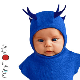 Manymonths Dino Hood UNIQUE - Cagoule bébé en laine mérinos - Classic Blue