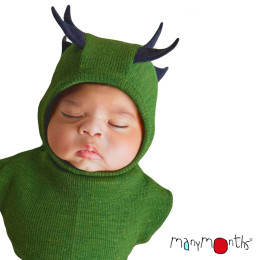 Manymonths Dino Hood UNIQUE - Cagoule bébé en laine mérinos - Forest Floor Green