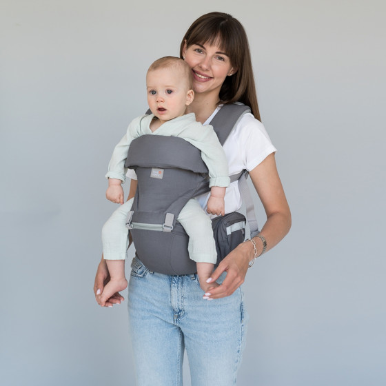 Love and Carry Hip Seat - Porte-bébé ergonomique 6-en-1 Gris