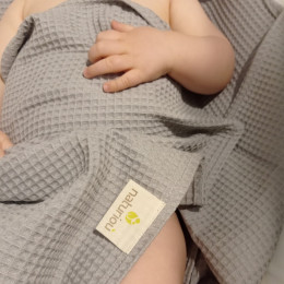 Naturioù Cape de Bain Bébé Coton Gaufré - Gris clair