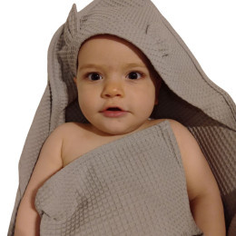 Naturioù Cape de Bain Bébé Coton Gaufré - Gris clair