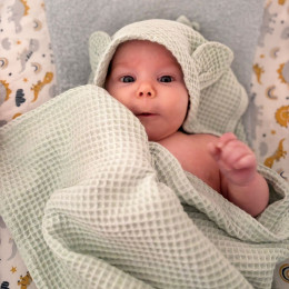 Naturioù Cape de Bain Bébé Coton Gaufré - Mint