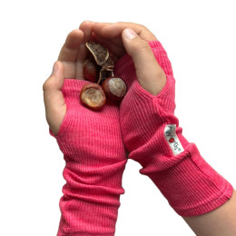 MaM ManyMonths Natural Woollies Long Fingerless Mittens - Pop Pink