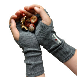 MaM ManyMonths Natural Woollies Long Fingerless Mittens - Elephant Grey