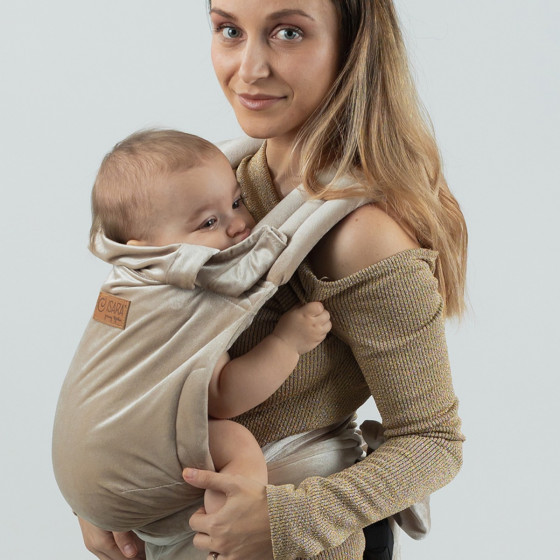 Isara Quick Half Buckle Champagne Velvet - Baby carrier Hybrid Meï-taï