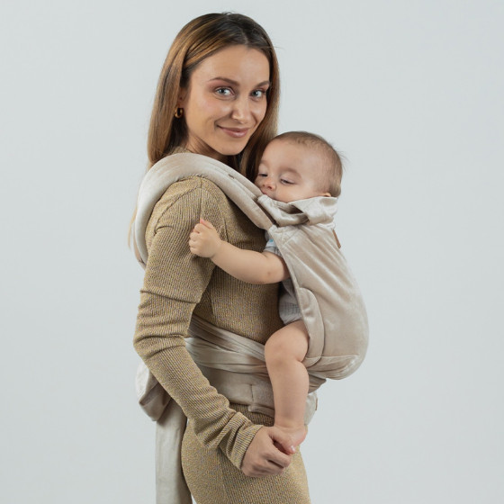 Isara Quick Half Buckle Champagne Velvet - Baby carrier Hybrid Meï-taï