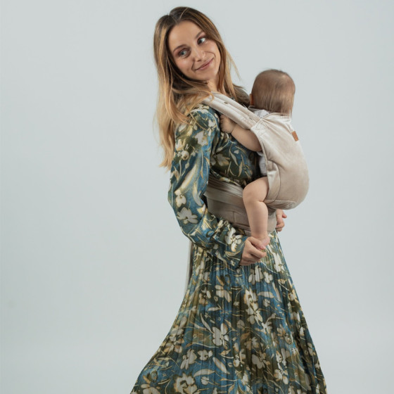 Isara Quick Half Buckle Champagne Velvet - Baby carrier Hybrid Meï-taï