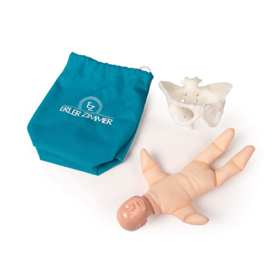 Mini pelvis with birthing doll