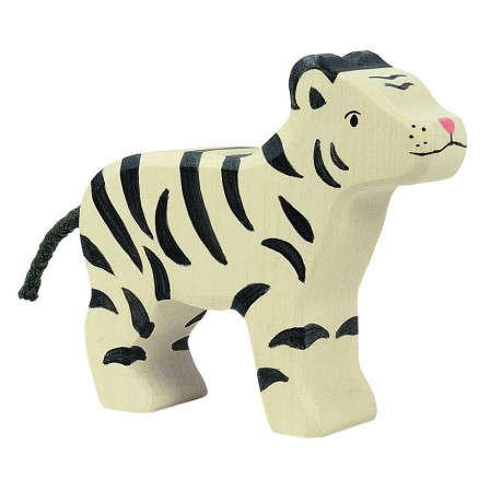 Petit tigre blanc en bois Holztiger