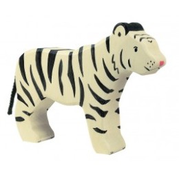 Tigre blanc debout en bois Holztiger