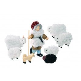 Shepherd and his flock, articulated puppets Goki