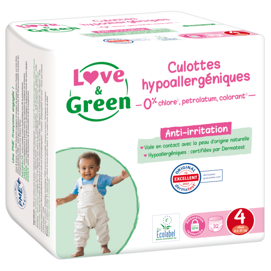 Love and Green Pack 128 Culottes d'apprentissage taille 4 (8 à 15 kg)