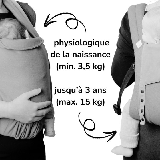 Naturioù Guizy Brun Sarasin - Ergonomic baby carrier from birth