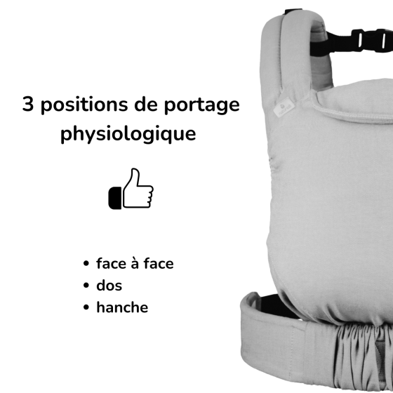 Naturioù Guizy Gris Marin - Ergonomic baby carrier from birth