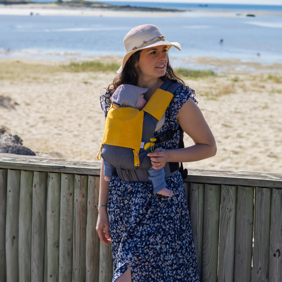 Naturioù Guizy Gris Marin - Ergonomic baby carrier from birth