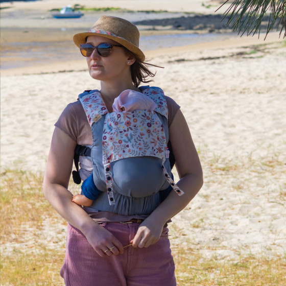 Guizy Gris Galet - Porte-bébé physiologique dès la naissance avec  Guizy Couture Imprimés Eden