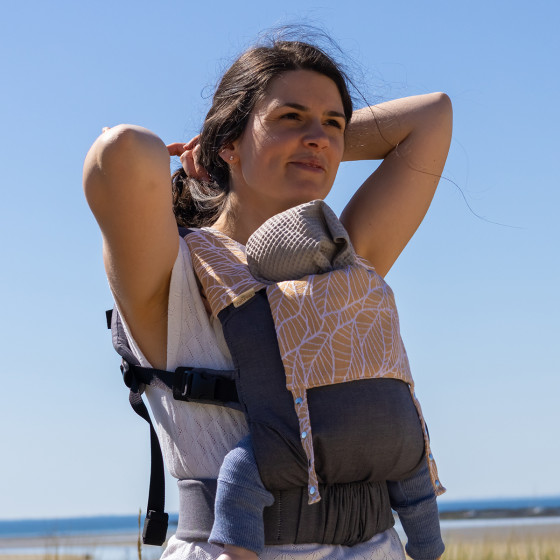 Naturioù Guizy Gris Marin - Ergonomic baby carrier from birth
