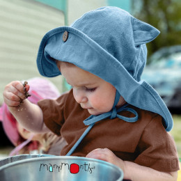 ManyMonths ECO Hempies Adjustable Summer Hat with Kitty Ears - Parisian Blue