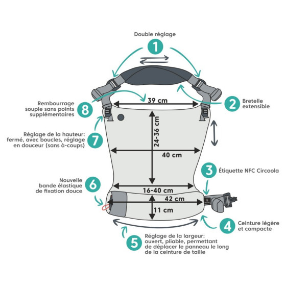 LennyLamb LennyHip Little Herringbone Ombre Grey - Porte-bébé hanche