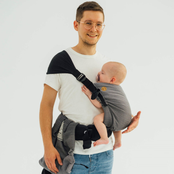 LennyLamb LennyTwin - Little Herringbone Ombre Grey  -  adjustable twin carrier