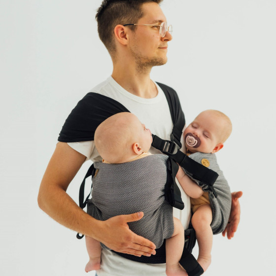 LennyLamb LennyTwin - Little Herringbone Ombre Grey - Porte-jumeaux réglable