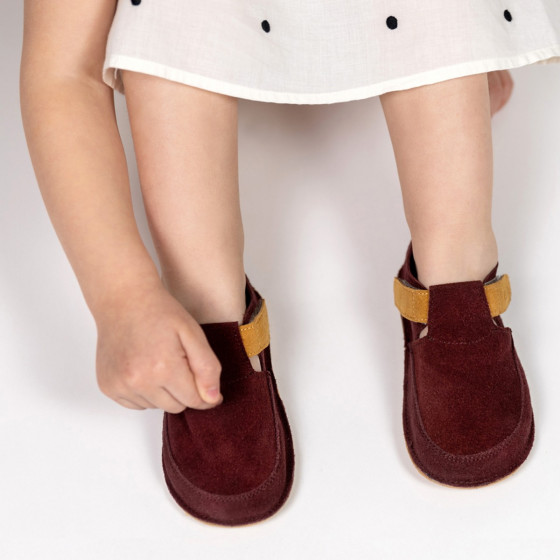 ERDA Daim - Chaussures barefoot enfant en Cuir Velours ERDA