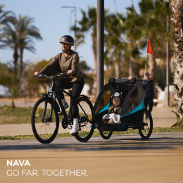 KinderKraft NAVA - Remorque Vélo Enfant 3en1 - Bleu