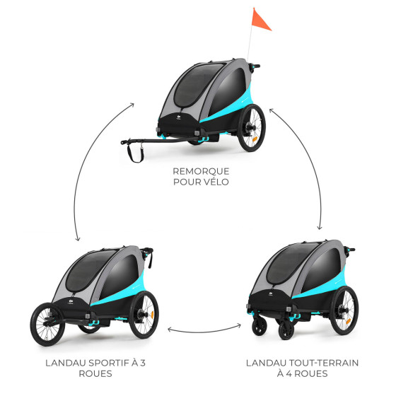 KinderKraft NAVA - Remorque Vélo Enfant 3en1