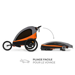 KinderKraft NAVA - Remorque Vélo Enfant 3en1 - Orange