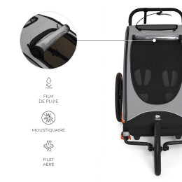KinderKraft NAVA - Remorque Vélo Enfant 3en1 - Orange