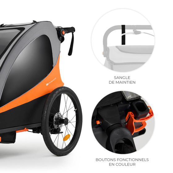 KinderKraft NAVA - Remorque Vélo Enfant 3en1
