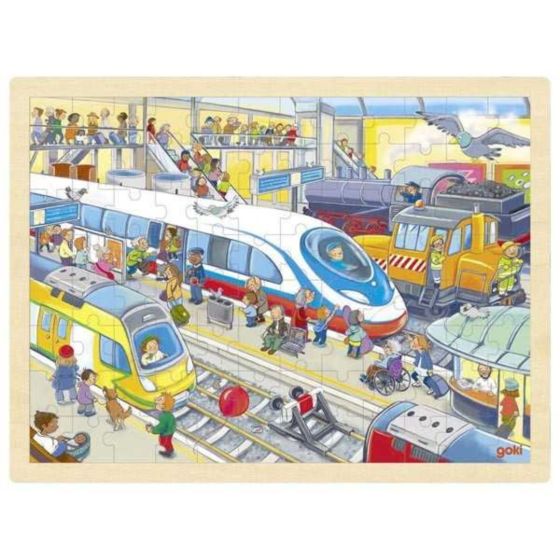 Goki Puzzle gare - Jouet en bois Goki jeux en bois